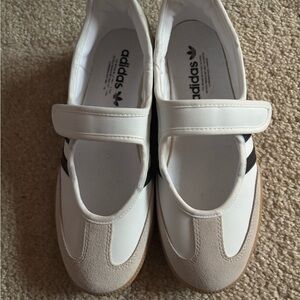 Adidas  White Mary Jane Sneakers with Black Stripes